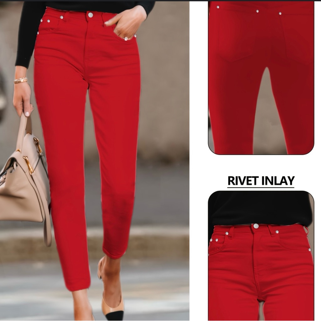Celebrity Pink Women's Vibrant Red Straight Leg Jeans